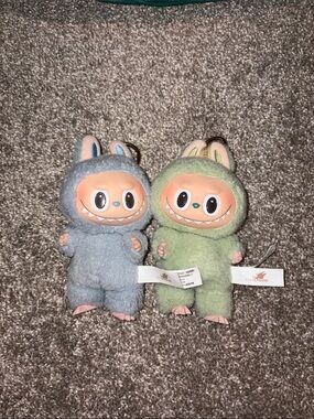 LABUBU Keychain Duo - Blue & Green Monster Characters